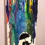 Quadro in legno rettangolare multicolor "L'amore non si bagna...si colora!"