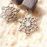 Oh So Retro! Orecchini A Bottone Vintage Con Fiocco Di Neve Natalizio Forever Fifties In Argento