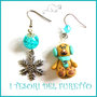 Orecchini Natale " Fufuorsetto e fiocco di neve " orso orsetto the di ad Natale fimo cernit bijoux Natalizi Kawaii clip idea regalo ragazza 