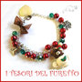 Bracciale " Fufuorsetto verde rosso teiera " orso orsetto the di ad Natale fimo cernit bijoux Natalizi Kawaii clip idea regalo ragazza 