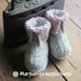 Stivaletti/scarpine grigio-rosa neonata/bambina lavorati a maglia in lana e alpaca