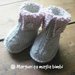Stivaletti/scarpine grigio-rosa neonata/bambina lavorati a maglia in lana e alpaca