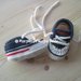 Scarpine sneakers navy bianco - blu - rosso - uncinetto - lana e alpaca - fatte a mano