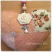 Cuore decorativo patchwork con rosellina di lino bianco