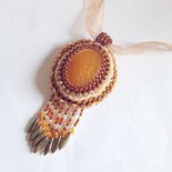 Medaglione embroidery arancione con agata striata