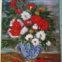 Quadro dipinto ad olio raffigurante un vaso di fiori
