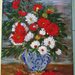 Quadro dipinto ad olio raffigurante un vaso di fiori