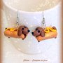 Orecchini in fimo handmade Cani Bassotti Hot Dog kawaii miniature idee regalo amica 