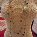 Collana lunga (2 o 3 giri) crochet all'uncinetto con cristalli colorati e chiusura con bottone