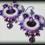 Orecchini soutache bianchi e viola