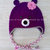 Cappello per  bambina a forma di orsetto viola, in lana baby ideale per l'inverno.