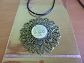 collana ciondolo bronzo ed argento con disegno albero