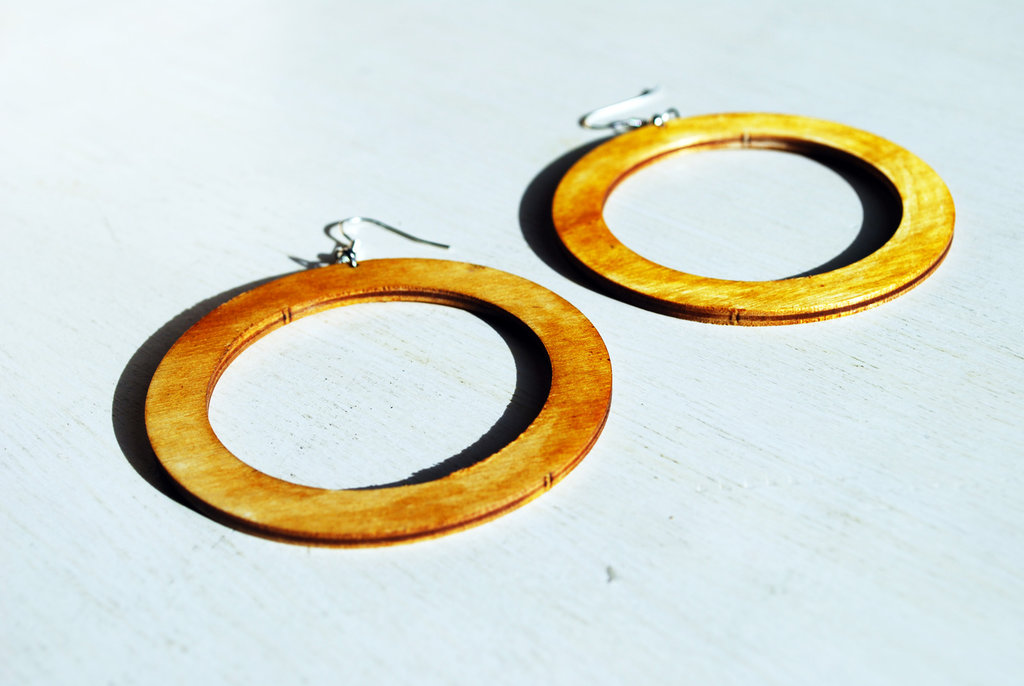 CHICNET Pin orecchini a cerchio in legno, rotondi, a forma di lacrima, in legno, 23 mm, unisex, Legno