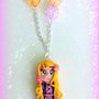 Collana con ciondolo in fimo Rapunzel handmade bambolina kawaii regalo compleanno bambina bomboniera