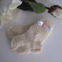 Calzini neonata panna/fiore rosa fatti a mano idea regalo corredino nascita battesimo lana ferri