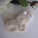 Calzini neonata panna/fiore rosa fatti a mano idea regalo corredino nascita battesimo lana ferri