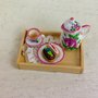 Miniatura vassoio da colazione legno naturale dollshouse