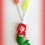 Collana con ciondolo in fimo fatto a mano con Ariel La Sirenetta kawaii idee regalo compleanno bomboniera 