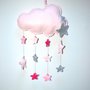 Fiocco nascita a forma di nuvola rosa con stelline