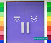 Insegna porta bagno uomo donna - adesivo murale - sticker da parete bagno 