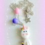 Collana con ciondolo in fimo fatto a mano con un simpatico Unicorno Arcobaleno kawaii idee regalo compleanno bomboniera 