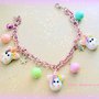 Bracciale in alluminio rosa con unicorni in fimo fatti a mano kawaii idee regalo compleanno 