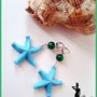 Orecchini con stelle marine in resina azzurre e perla verde - ANTEPRIMA ESTATE