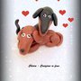 Coppia di Cani Bassotti innamorati in fimo kawaii miniature idee regalo bomboniere cake topper 