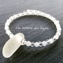 Bracciale con frammento di vetro di mare bianco opaco