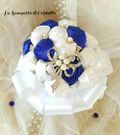 Piccolo Bouquet gioiello rose bianco/blu