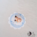 Card Art etichetta segnaposto matrimonio tonda smerlata bianca, matribattesimo, segnaposto sposini, segnaposto bebè, personalizzabile 