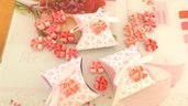 BOMBONIERA COMPLETA con confetti  - Battesimo nascita - fimo - SCARPINE con fiocco con scatolina SHABBY CHIC - bimba 