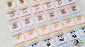 Card Art etichetta segnaposto multicolor battesimo compleanno animaletti misti quadrate bianche smerlate 