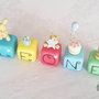 Cake topper cubi con orsetti Multicolor personalizzato 5 cubi 5 lettere Leone