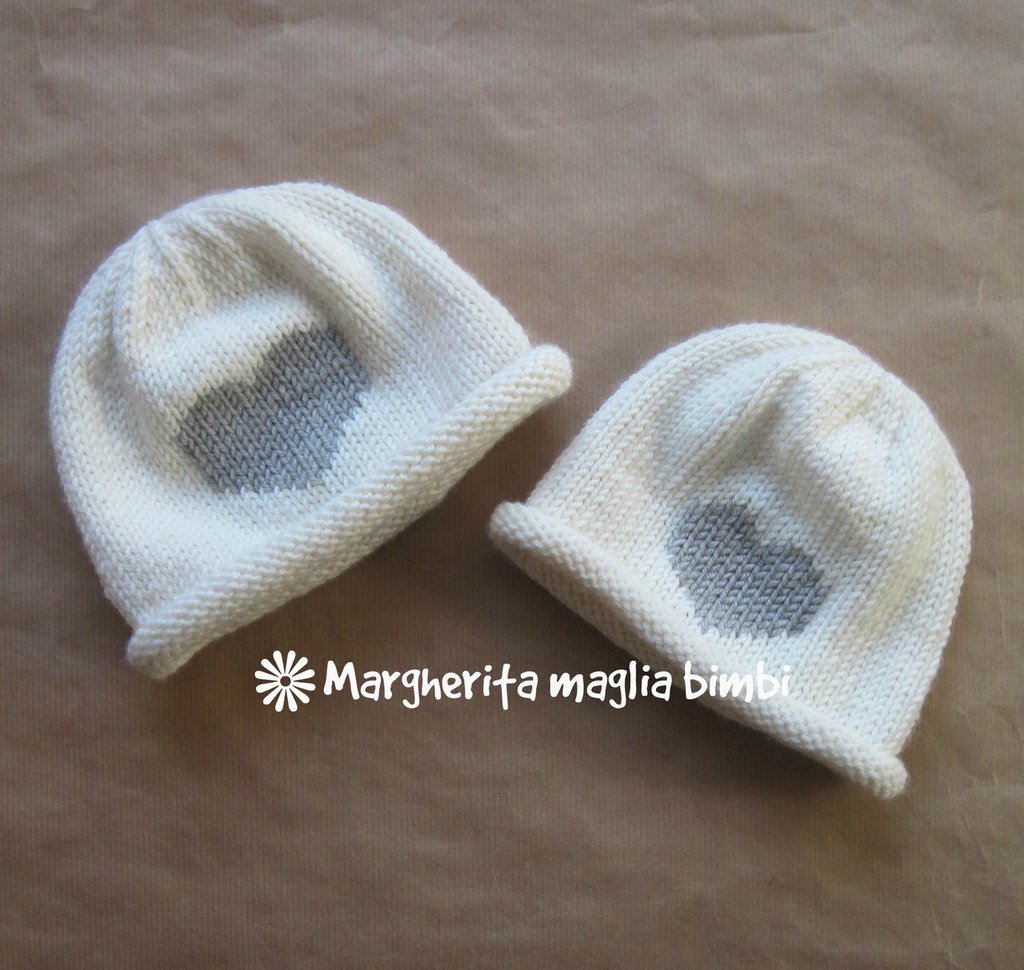Cuffietta cuffia cappellino neonata lana merino rosa fatto a mano i... | su