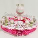 Torta bomboniera battesimo bimba animaletti misti avatar confetti rosa bigliettino