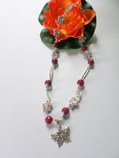 collana farfalle e radice di rubino in argentone