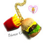 Collana Hamburger e patatine fritte - Miniature, idea regalo, kawaii, fimo