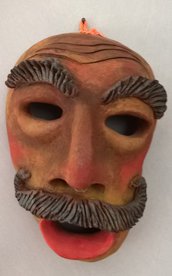 Scultura terracotta viso d'uomo Il Baffo