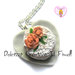 Collana piatto cuore con torta alle rose glassata - miniature, kawaii, handmade