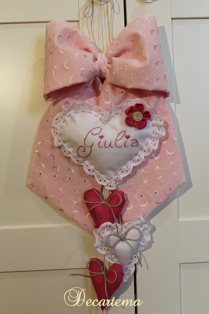 Gancio Da Parete Shabby Chic Con Fiocco Rosa – In Ferro, Porta 5 Kg, Per Vestiti E Asciugamani