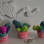 Mini piantine di cactus con vasetto, tecnica Amigurumi