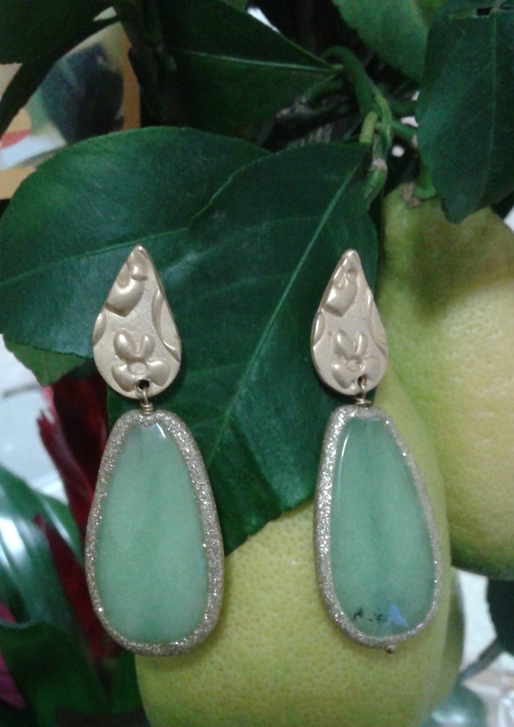 Orecchini Vintage In Giada, Orecchini Pendenti Vintage In Giada - Foto 6