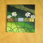 margherite in verde relievo - Flower and green love painting Textured acrylic on canvas