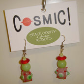 Orecchini Robot verde giada/rosa/rosso - "Space Oddity" Collection 