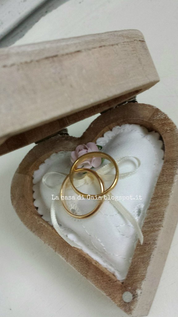 Scatola Porta Fedi Nuziali In Legno Stile Rustico - Ideale Per Matrimoni E Ricordo - Foto 2