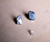 Orecchini pepita argento, pietra laccata argento, orecchini a lobo, orecchini in pietra, orecchini minimalisti
