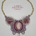 Collana rosa-ciclamino con cammeo e bottoni vintage - Collezione "Cameo Soutache"