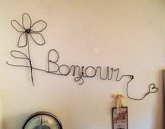 Scritta in fil di ferro da parete - Per la casa e per te - Decorar