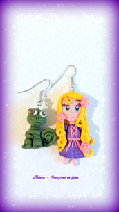 Orecchini in fimo Rapunzel kawaii idee regalo compleanno bomboniera 